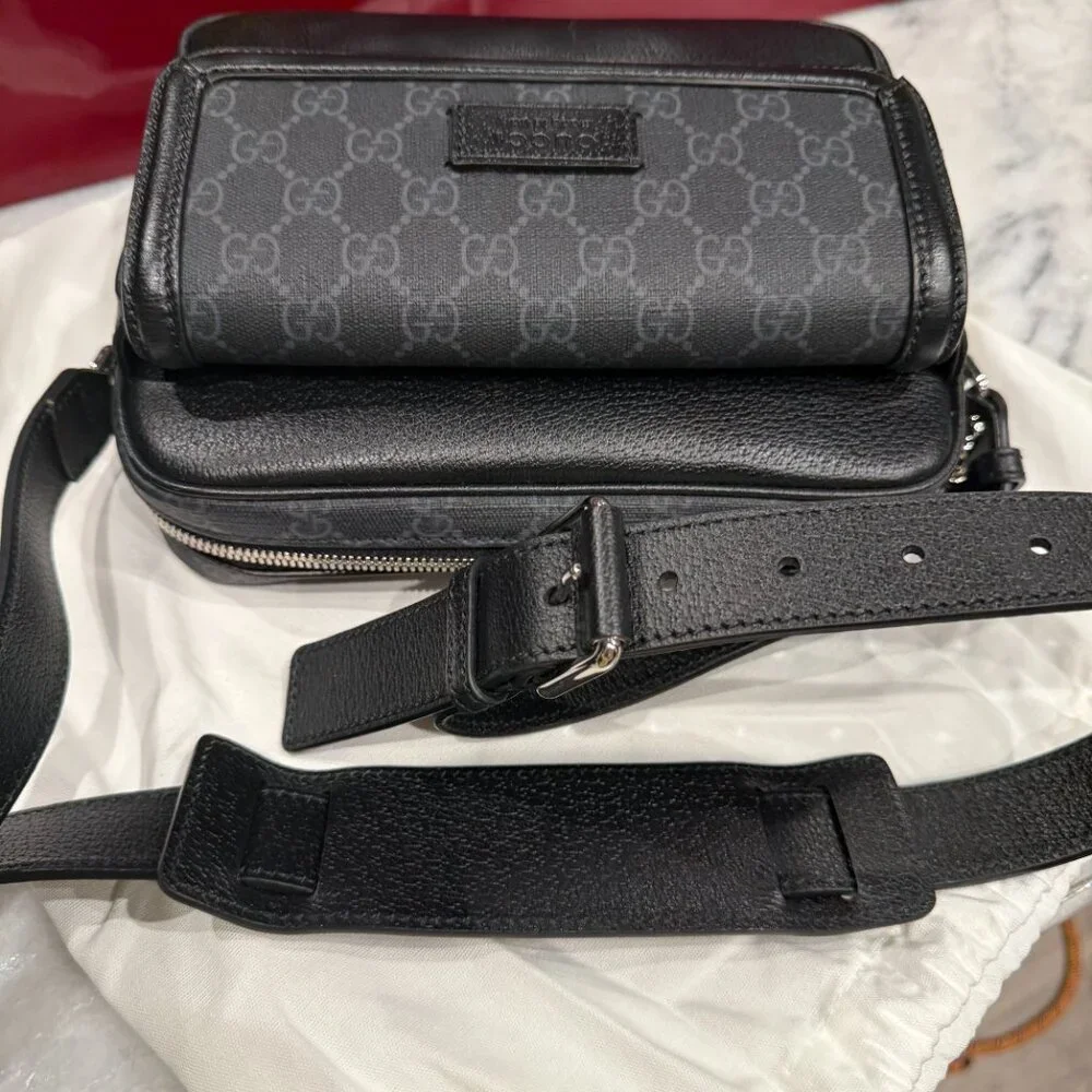 GUCCI 795464 GG Supreme Leather & Canvas Crossbody Bag, ships from USA